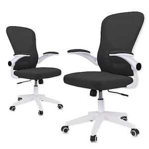desk chair ergonomic office chair breathable mesh chair high-back computer chair with adjustable height headrest flip-up arms and lumbar support executive rolling swivel black