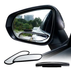 livtee blind spot car mirror, long framed hd glass and abs housing convex wide angle side rearview mirrors with adjustable stick for universal car (2 pcs)