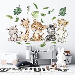 Jungle Animals Wall Decals Giraffe Tiger Zebra Elephant Wall Stickers for Living Room Bedroom Kids Room Nursery Wall Decor