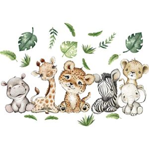 Jungle Animals Wall Decals Giraffe Tiger Zebra Elephant Wall Stickers for Living Room Bedroom Kids Room Nursery Wall Decor