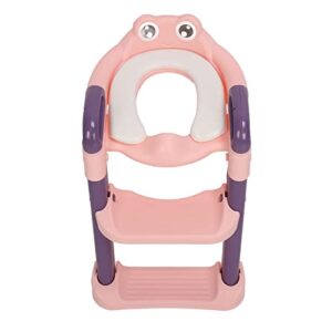 kids potty training seat with step stool ladder, foldable toilet training seats prevent slipping baby toilet potty seat (pink)