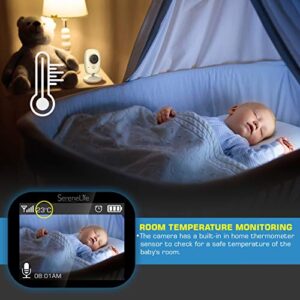 SereneLife Wireless Video Baby Monitor - Dual System w/Temperature Thermometer Sleep Camera, 3.2” Digital Color Screen Wireless Rechargeable Battery, Audio Speaker and Portable Mobile Clip - SLBCAM20