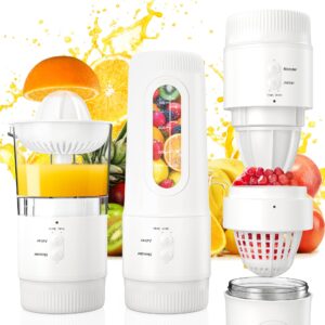 portable blender for shakes and smoothies - 3 in 1 personal blender with citrus juicer and pure juicer, smoothie blender with 12 oz travel cup and lid, usb rechargeable smoothie maker mini blender