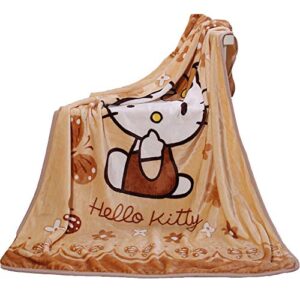 blanket cartoon kitty printing throw blanket soft cover flannel cozy plush fleece blanket for boys girls kids toddler baby (larqe(55 in x 39 in))…… (brown)…