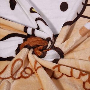 Blanket Cartoon Kitty Printing Throw Blanket Soft Cover Flannel Cozy Plush Fleece Blanket for Boys Girls Kids Toddler Baby (Larqe(55 in x 39 in))…… (Brown)…