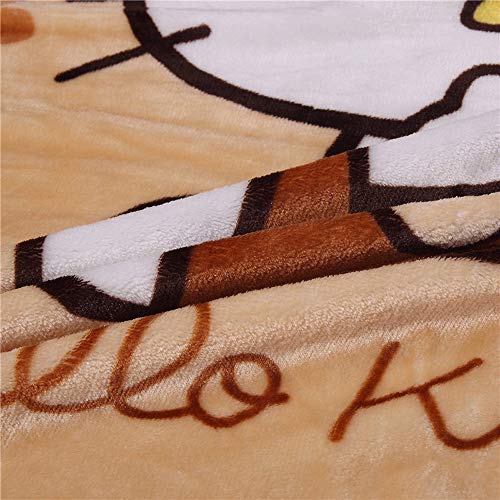 Blanket Cartoon Kitty Printing Throw Blanket Soft Cover Flannel Cozy Plush Fleece Blanket for Boys Girls Kids Toddler Baby (Larqe(55 in x 39 in))…… (Brown)…