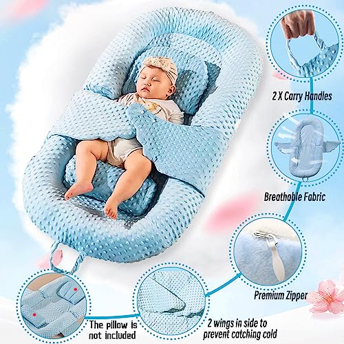 Baby Lounger, Baby Nest for 0-12 Months, Baby Nest Cover for Co Sleeping, Snuggle Infant Soft & Breathable Portable Infant Floor Seat