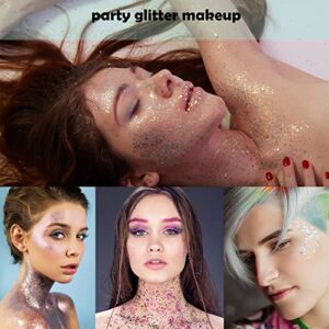 Chunky Holographic Body Glitter,JASSINS 7 Layer Style Holographic Face Body Glitter Set for Art Nail Art Glitters DIY,Face Makeup Glitter, Hair, Eye & Fine Glitter Eyeshadow (Color-2)