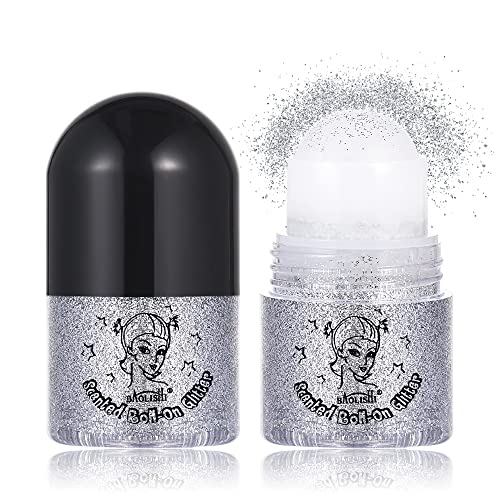 Roll On Body Glitter - Cosmetic-Grade, Easy to Use Holographic Body Glitter Gel for Body, Face, Hair and Lip, Sparkling Sequins Festival Glitter Makeup, Vegan & Cruelty Free (Purple)