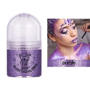 Roll On Body Glitter - Cosmetic-Grade, Easy to Use Holographic Body Glitter Gel for Body, Face, Hair and Lip, Sparkling Sequins Festival Glitter Makeup, Vegan & Cruelty Free (Purple)