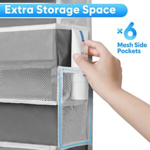 Pro Goleem Over the Door Hanging Organizer, High Capacity Baby Storage with 4 Large Pockets 6 Mesh Side Pockets and 2 PVC Pockets, for Cosmetics, Toys, Baby Stuff, Sundries, Grey, 1 Pack