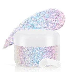 paminify blue body glitter gel,singer concerts music festival rave accessories,holographic color changing glitter,intense mermaid face glitter for body, face, hair and lip,vegan & cruelty free-1.76 oz