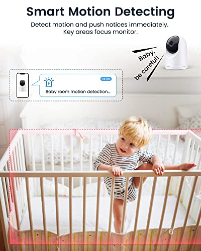 Baby Monitor - 2K Ultra HD Video Baby Monitor with Camera and Audio - Baby Camera Monitor WiFi Smartphone with Night Vision, Video Recording, App Control, Motion Detection/Tracking, 2-Way Audio