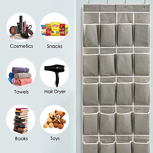 EZOWare Bundle Kit 4 Pcs Foldable Storage Bin Cubes + 2 Pcs 24 Large Pockets Over The Door Hanging Organizer for Bathroom Toys Nursery Kids Toddlers Home