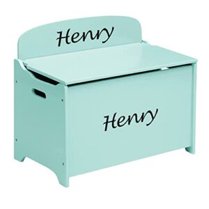 personalized wooden toy box for boys and girls - sturdy wood toy chest with slow closing lid - large kids toy storage box - mint wooden toy trunk for kids playroom and bedroom