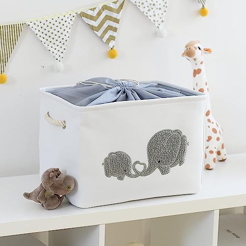 INough 2 pack Storage Baskets, Baby Hamper for Nursery Boy, Baby Laundry Basket Elephant Large Kids Laundry Baskets, Nursery Hamper for Baby, Baby Nursery Decor for Livingroom Kidsroom Play Room