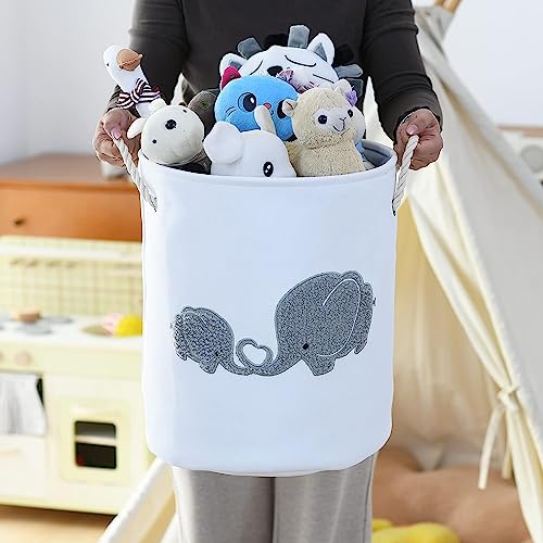 INough 2 pack Storage Baskets, Baby Hamper for Nursery Boy, Baby Laundry Basket Elephant Large Kids Laundry Baskets, Nursery Hamper for Baby, Baby Nursery Decor for Livingroom Kidsroom Play Room