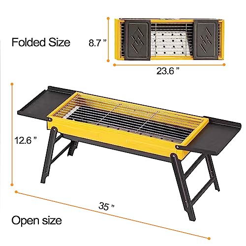 Advanced Folding Portable Barbecue Charcoal Grill, Barbecue Desk Tabletop Outdoor Stainless Steel Smoker BBQ for Outdoor Cooking Camping Picnics Beach