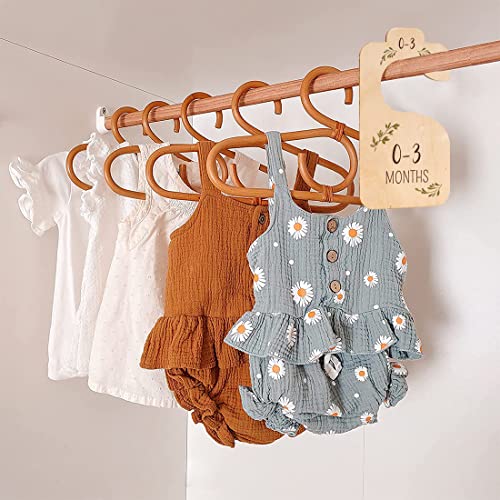 TOBETOPTOOLER 8 Pcs Baby Closet Dividers Nursery Baby Closet Hanger Organizer Wood Double Sided Baby Clothes Dividers from Newborn to 24 Months (Burlywood)