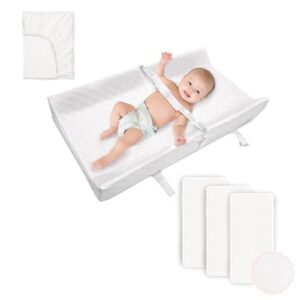 truwelby changing pad with ultra soft plush cover & 3 pack changing pad liners waterproof