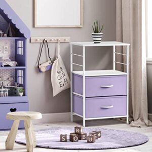 Sorbus Kids Dresser with 8 Drawers and 2 Drawer Nightstand Bundle - Matching Furniture Set - Storage Unit Organizer Chests for Clothing - Bedroom, Kids Rooms, Nursery, & Closet (Purple)