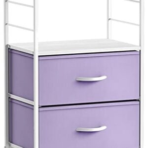 Sorbus Kids Dresser with 8 Drawers and 2 Drawer Nightstand Bundle - Matching Furniture Set - Storage Unit Organizer Chests for Clothing - Bedroom, Kids Rooms, Nursery, & Closet (Purple)