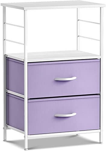 Sorbus Kids Dresser with 8 Drawers and 2 Drawer Nightstand Bundle - Matching Furniture Set - Storage Unit Organizer Chests for Clothing - Bedroom, Kids Rooms, Nursery, & Closet (Purple)