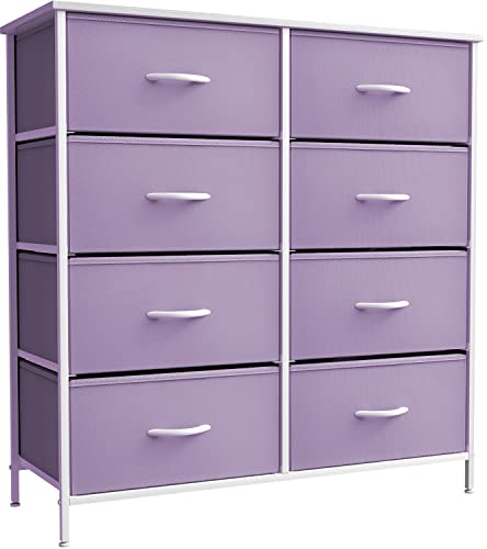 Sorbus Kids Dresser with 8 Drawers and 2 Drawer Nightstand Bundle - Matching Furniture Set - Storage Unit Organizer Chests for Clothing - Bedroom, Kids Rooms, Nursery, & Closet (Purple)