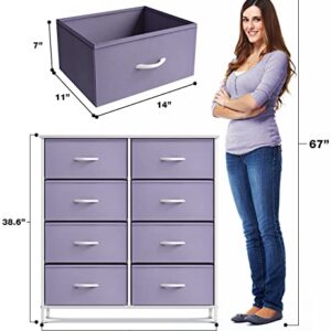 Sorbus Kids Dresser with 8 Drawers and 2 Drawer Nightstand Bundle - Matching Furniture Set - Storage Unit Organizer Chests for Clothing - Bedroom, Kids Rooms, Nursery, & Closet (Purple)