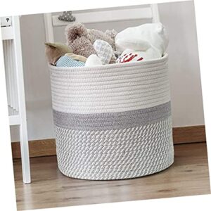 Hoement 1pc Rope Storage Basket Baby Costume Round Laundry Basket Wicker Hamper Round Organizer Baskets Baby Diapers Basket Blanket Storage Basket Sundries Box Woven Basket Home Organizer