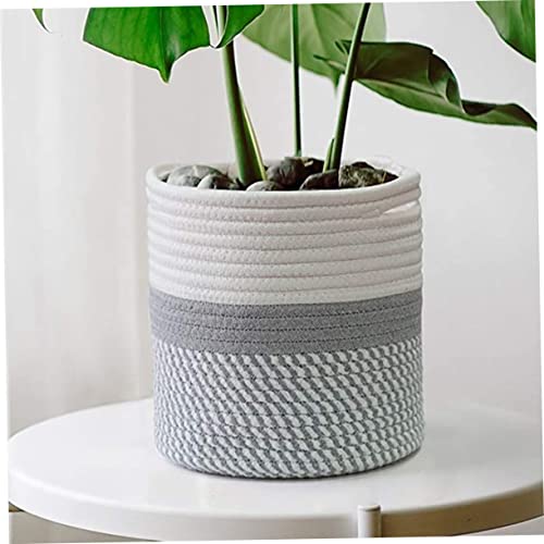 Hoement 1pc Rope Storage Basket Baby Costume Round Laundry Basket Wicker Hamper Round Organizer Baskets Baby Diapers Basket Blanket Storage Basket Sundries Box Woven Basket Home Organizer