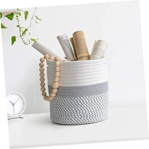 Hoement 1pc Rope Storage Basket Baby Costume Round Laundry Basket Wicker Hamper Round Organizer Baskets Baby Diapers Basket Blanket Storage Basket Sundries Box Woven Basket Home Organizer