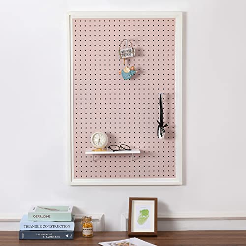 ARTAWEIN Pegboard Organizer - Craft Peg Board, Nursery Storage, Wall Organizer and More, Comes with 1 x Free Shelf Fits Most 1/4" and 1/8" Pegboard Accessories (Pink)