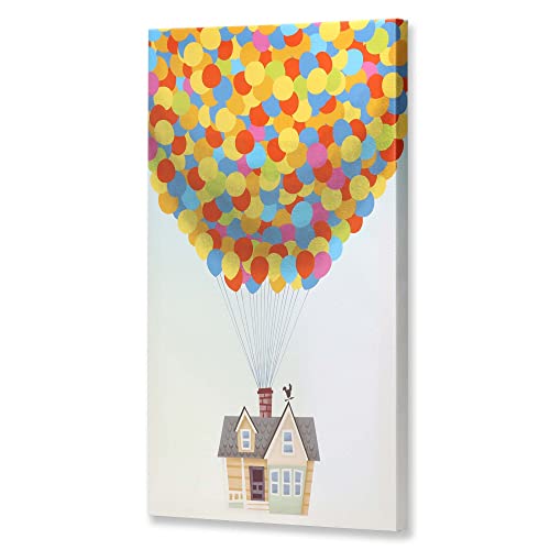 Open Road Brands Disney Pixar Up House and Balloons Gallery Wrapped Canvas Wall Decor - Large Up Canvas Wall Art for Kids' Bedroom, Nursery or Home Decor