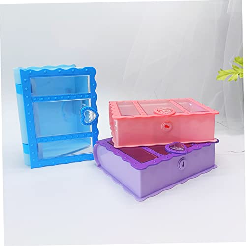 KOMBIUDA 3pcs Kids Stationary Cookie Gift Box Book Boxes Decorative Book Cartoon Box Candy Case with Lock Christmas Treat Box DIY Making Box Candy Storage Box Book-shaped Candy Box Toy Girl