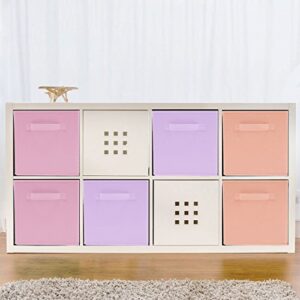 Sorbus Kids Pink Dresser with 8 Drawers + 11 Inch Pink, Purple, & Orange Cube Storage Bins (6 Pack) Bundle - Matching Set - Storage Unit Organizers for Clothing - Bedroom, Kids Rooms, Nursery, & Close