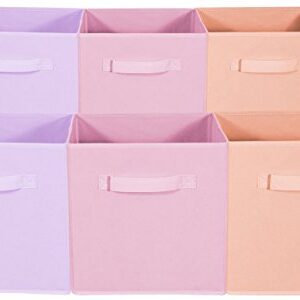 Sorbus Kids Pink Dresser with 8 Drawers + 11 Inch Pink, Purple, & Orange Cube Storage Bins (6 Pack) Bundle - Matching Set - Storage Unit Organizers for Clothing - Bedroom, Kids Rooms, Nursery, & Close