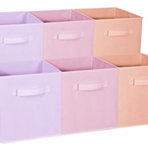 Sorbus Kids Pink Dresser with 8 Drawers + 11 Inch Pink, Purple, & Orange Cube Storage Bins (6 Pack) Bundle - Matching Set - Storage Unit Organizers for Clothing - Bedroom, Kids Rooms, Nursery, & Close