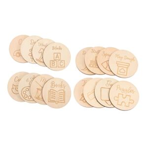 lifkome 16pcs removable labels kids baskets wood tags kids storage organizer for labels for home décor wooden round circle for home decoration wooden round circle decoration crafts