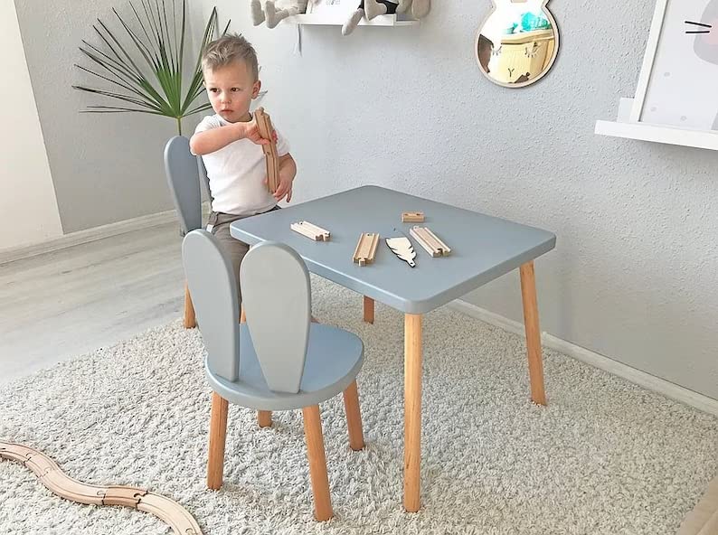 Wooden Kids Table and Chair Set, Wooden Table, Wooden Chair for Kids, Montessori Table and Chair, Wooden Activity Table