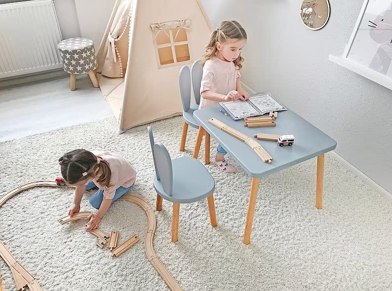 Wooden Kids Table and Chair Set, Wooden Table, Wooden Chair for Kids, Montessori Table and Chair, Wooden Activity Table