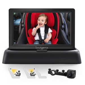 soulgenix baby car camera, night vision function, 4.3" hd wide baby car monitor for backseat, car camera for baby easily observed, ahd adjustable camera for comprehensive baby monitoring during travel