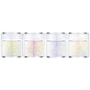 Little Rhinestones Festival Cosmetic Boxes Sequins Set Nail Glitters White Colorful 4 Nail Organizers and Storage for Nail Tech