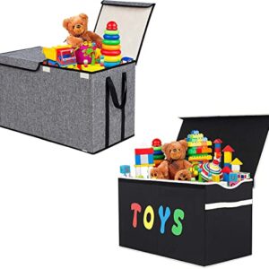 YOLOXO 2 Pack Large Kids Toy Box Chest Storage Organizer with Flip-Top Lid