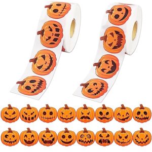 1200 pcs halloween pumpkin stickers rolls spooky pumpkin stickers halloween seal label stickers jack-o-lantern decals decor for halloween party supplies gift bags water bottles laptops