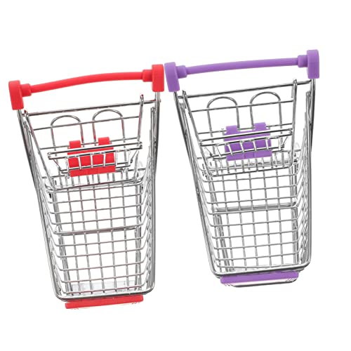 UPKOCH 2pcs Fried Chicken Basket Puzzle Shopping Cart Metal Food Basket Bowl Fry Chips Serving Dish Stroller Food Presentation Holder Bar Snacks Basket Fries Baskets