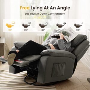 Luffield Large Electronic Power Recliner Chair， 270 Degree Swivel Recliners Comfy Glider Rocking Chairs with USB & Type-C Ports，Soft Fabric Sofa Chair for Living Room