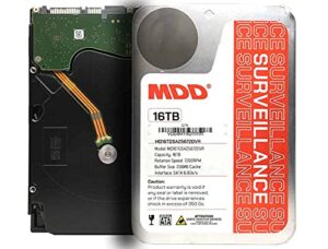 mdd (mdd16tsata25672dvr) 16tb 7200rpm 256mb cache sata 6.0gb/s 3.5inch internal surveillance hard drive - 3 years warranty (renewed)