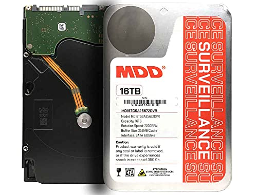 MDD (MDD16TSATA25672DVR) 16TB 7200RPM 256MB Cache SATA 6.0Gb/s 3.5inch Internal Surveillance Hard Drive - 3 Years Warranty (Renewed)