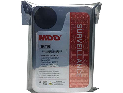 MDD (MDD16TSATA25672DVR) 16TB 7200RPM 256MB Cache SATA 6.0Gb/s 3.5inch Internal Surveillance Hard Drive - 3 Years Warranty (Renewed)